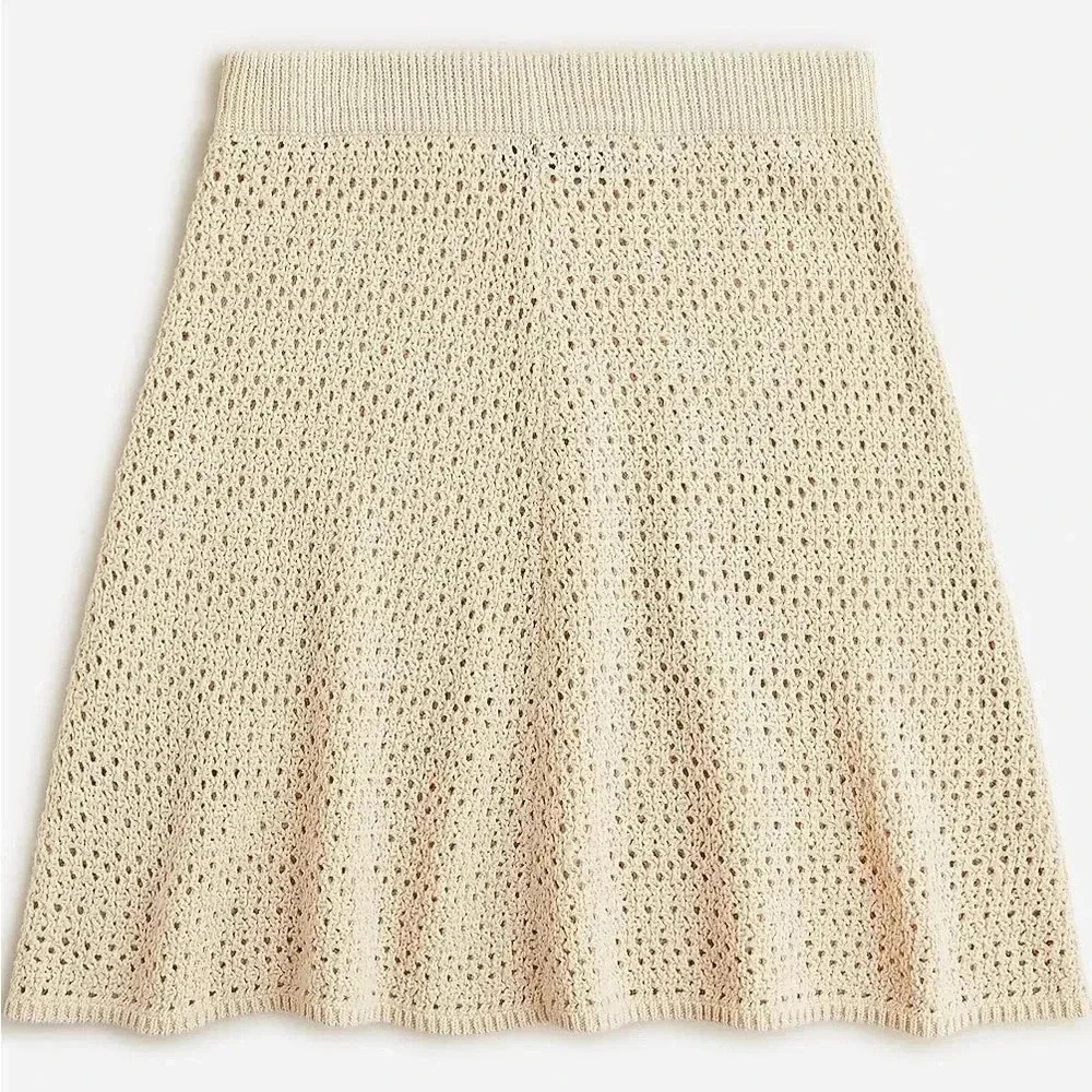 NWT J Crew Womens Size XL Dusty Ivory POINTELLE KNIT Crochet A-line MINI SKIRT